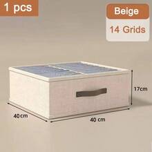 1pc 14-Slot Wardrobe Clothing Storage Organizer Box, Thickened Pants Storage Box, Shirt Wardrobe Organizer Box, Foldable Drawer Storage Box - A - View 7