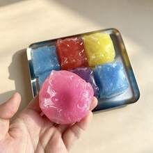 1pc-Squishy,Soft And Fluffy,Colorful Ice Cream Jelly Cheese Toy,Cheese Block Puzzle Toy,Shiny And Transparent Appearance,Portable Handheld Tabletop Game Accessory,Relaxation And Sleep Aid Tool, Birthday Gift,Holiday Gift,Emotional Soothing Toy - Multicolor - View 5