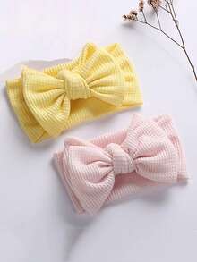 1pc Baby Oversized Bow Headband, Children's Waffle Knit Knotted Headband, Hair Accessory, Valentine's Day - Multicolor - View 7