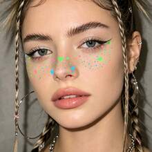 Glow-In-The-Dark Freckle Face Stickers, Glow-In-The-Dark Star Moon Heart Temporary Tattoos, Waterproof Face Decoration For Pool Party, Festival, Nightclub - Multiple Styles - View 6