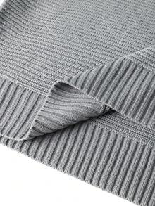 ZYNTH BALENO Men's Fashion Autumn/Winter 7-Gauge Patchwork Loose Drop Shoulder Crew Neck Long Sleeve Sweater, Suitable For Gym Sports - Grey - View 7