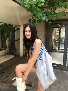 韓系百搭 Ins 通勤休閒日常購物女款時尚小眾大容量腋下托特單肩包 - 灰色 - 查看 7