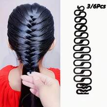 3/6件組 魔術編髮工具組-魚骨造型附蝴蝶結,完美馬尾設計,耐用塑膠材質 - 彩色 - 查看 10