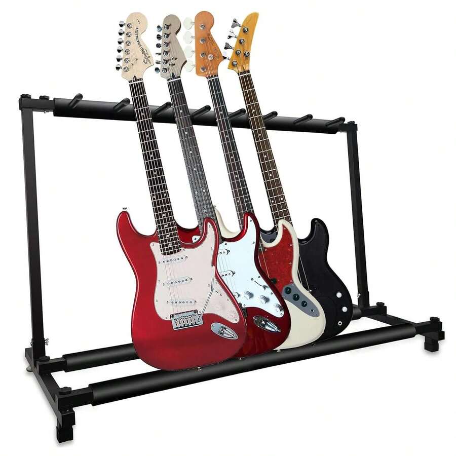 5 Core Multi Guitar Rack Stand Floor 7 Slot Adjustable Guitars Holder - Black - View 1