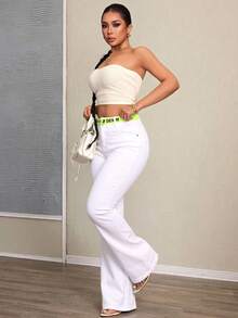 Women Jeans - 白色 - 查看 6