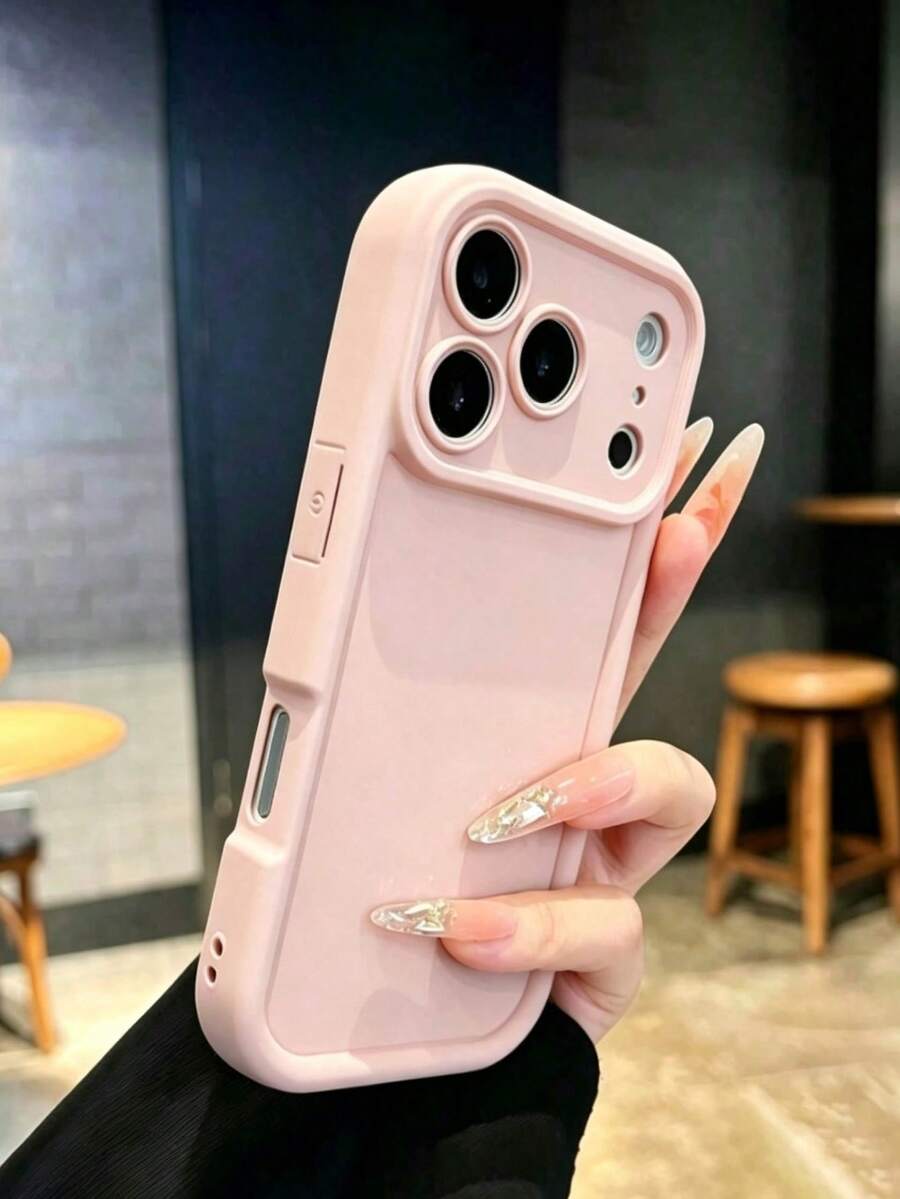 Minimalist Thick Shockproof Pink Phone Case, Compatible With IPhone 17/17Pro/17promax/16 Pro Max/16/16 Pro/16 Plus/16E/15/15 Plus/15 Pro/15 Pro Max/11/12/13/14 Pro Max/XS/XR/11 Pro/11 Pro Max/12 Pro/12 Pro Max/13 Pro/13 Pro Max/7 Plus/14 Pro/14 Pro Max/14 Plus/7 Plus/8 Plus/8/SE2/13, Soft Shell Waterproof Shockproof Scratch-Resistant - Pink - View 1