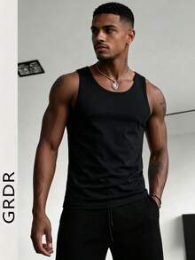 GRDR Men's Narrow Shoulder Tank Top, Fashionable For Summer - Black - View 3
