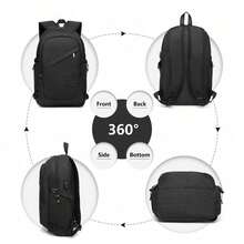 Laptop-Rucksack mit USB-Anschluss – Diebstahlgeschützt, wasserabweisend & leicht – Business- & Reise-Computerrucksack, Arbeitsrucksack passend für 15,6-Zoll-Laptop, für Damen und Herren - Schwarz - Übersicht 3