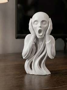 "The Scream" 3D Printed Creative Art Decor, Modern Abstract Fluid Sculpture, Minimalist Home Desktop Ornament, Hollow Body Random Design - The Scream Art Ornament - View 4