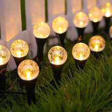 20pcs LED Bubble Ball Solar Garden Lights, 8 Lighting Modes With Auto Sensor, IPX4 Waterproof, Warm White/Colorful Outdoor Garden Lights, Suitable For Lawn, Patio, Wedding, Christmas Party, Camping, All Seasons - Warm White Light - View 2