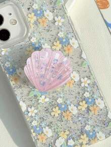 1pc Sequin Iridescent Shell Phone Grip, Acrylic Creative Cute Highly Attractive Ins Style, Telescopic Push-Pull Comfortable Desktop Stand, Back Sticker + Stand 2-In-1 Use, Beautiful And Practical, Perfect For Selfie And Video, No Residue Adhesive, Compatible With Different Color Phone Cases, Suitable For Almost All Phones, Including All Mobile Phone Models Of Other Series Such As Android/Apple 17/16/15 Series And So On - Multicolor - View 8