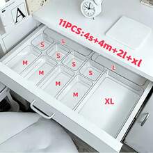 8/4/1pc Desktop Cosmetic Storage Box, Transparent Plastic Drawer Combination Storage Box, Transparent Vanity Storage Box, Exquisite Storage Box, Desktop Drawer Divider Storage Box And Storage Bucket, Suitable For Storing Cosmetics, Jewelry - Clear - View 15