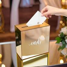 1pc Frosted Acrylic Card Box, Wedding Gift Card Box, Envelope Money Card Box For Party Birthday Graduation Wedding Decoration, DIY Card Box, Money Saving Jar, Wedding Reception Anniversary Birthday Graduation Decor, Large Gift Card Box For Wedding Banquet, No Light String - A - View 8