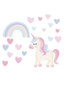 Girls Rainbow Unicorn Heart Self-Adhesive Wall Sticker Home Decor Gift - Rainbow Horse - View 2