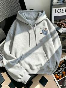 Women's New Autumn/Winter Minimalist Pullover Sweatshirt, Decorated With Cute Cat Pattern Print In Pockets, Casual Fashion Versatile Fall - Grey - View 6