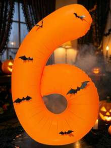40 Inch Orange Halloween Number Foil Balloons 0-9, With Bat Stickers, Giant Helium Number Balloons, Suitable For Spooky Birthday Party Halloween Photo Booth Decoration - Fluorescent - View 8