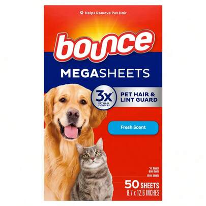 Pet Mega Dryer Sheet - 50ct: Bleach-Free, Fabric Softener, Fresh Scent