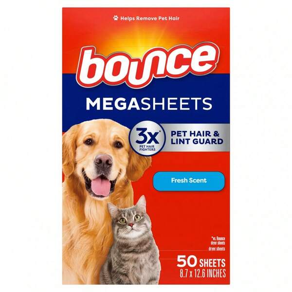Hoja Secadora Mega para Mascotas - 50 unidades: Sin Blanqueador, Suavizante de Tela, Aroma Fresco