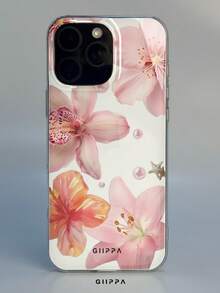 GIIPPA 1pc Pink Hibiscus Pattern Design Phone Case, Compatible With Phone 17 Pro Max, 16 Pro Max, 15 Pro Max, 14 Pro Max, 11/12/13/14/15/16 Pro Max Plus, Korean Style High-End Fashion Fun Elegant Design Suitable For Men And Women, Perfect Gift For Girlfriend On Christmas, Valentine's Day, Easter, Wedding Season And Birthday! - Multicolor - View 5