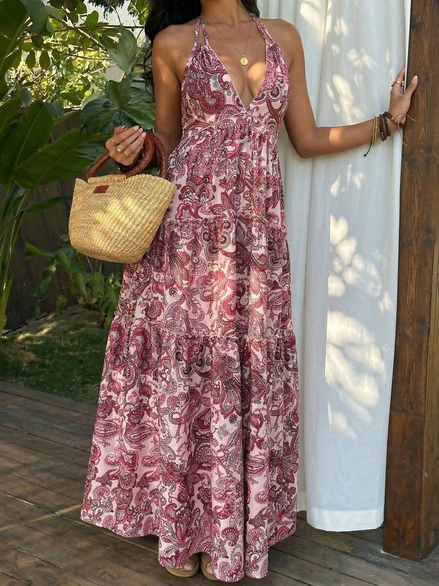 Women Long Dresses - 粉色 - 查看 1