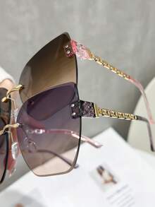 2 Pairs Women's Fashion Geometric Pattern Sunglasses, Perfect Blend Of Modern Style And Vintage Charm, Suitable For Vacation, Party, Daily Life, Travel, Shopping, Fits All Face Shapes - Multicolor - View 4