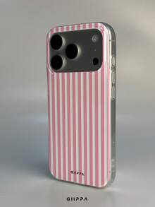 GIIPPA 1件粉色條紋圖案設計手機殼，適用於Phone 17 Pro Max，兼容Phone 16 Pro Max、15 Pro Max、14 Pro Max，韓式高端時尚趣味手機殼，兼容11/12/13/14/15/16 Pro Max Plus，優雅設計適合男女使用，送給女友的完美禮物，適用於聖誕節、情人節、復活節、婚禮季和生日！ - 彩色 - 查看 3