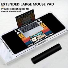 Cute Cat Drinking Coffee Pattern Large Extended Gaming Mouse Pad, Non-Slip Rubber Base, Smooth Glide Surface, Multi-Functional Desk Mat For Computer Office Home Study, Warm Abstract Desktop Decor - A - View 2