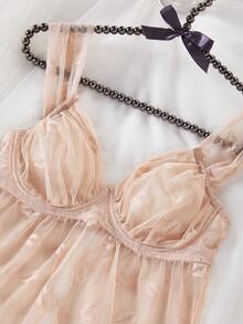 1 Set Women's Printed Underwire Thin Cup Comfortable Pajama Set - Apricot - View 5