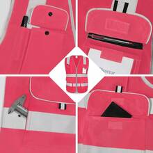 8 Pockets High Visibility Black Reflective Vest, Full Zip Heavy-Duty Safety Vest For Men & Women, Complies With ANSI/ISEA Safety Standards, Size Medium - Pink-01 - View 4