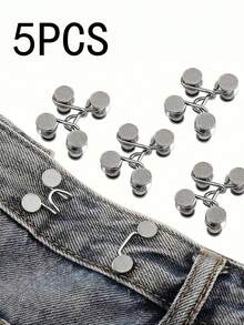 8pcs Round Waist Cinching Clips, Suitable For Jeans, Skirts, Pants, Collars, Unisex, High-Quality Metal Material, Durable, Quick Adjustment Without Tools, Metal Anti-Slip Brooch, Fashionable Detachable Pant Clips, Travel Essential, Gift For Mom - Multicolor - View 2