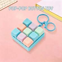 9-Key Square Pendant Keychain Macaron Color Stress Relief Button Toy Hanging Decoration, A Toy Suitable For Girls To Play, A Gift For Friends - Multicolor - View 1