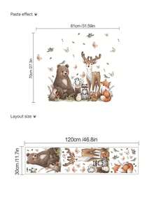 1pc,Cartoon Animal Decorative Wall Sticker,Hot Air Balloon Bear,Dinosaur Excavator,Colorful Cartoon Animal Wall Sticker,Baseboard Sticker,PVC Self-Adhesive Removable,Suitable For Bedroom,Living Room,Study,Dining Room,Bathroom,Home Wall Decoration,Room Decoration,Etc. - Multicolor - View 7
