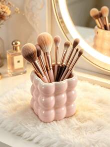 1 Stück cremefarbener Bubble-Make-up-Pinselhalter, süßer quadratischer Wolken-Make-up-Pinsel-Aufbewahrungsbehälter, Schminktisch-Organizer, mädchenhafte Badezimmer-Dekoration Stifthalter, geeignet für Schminktisch, Badezimmer und Schlafzimmer, exquisites Desktop-Aufbewahrungselement, großer Kosmetik-Aufbewahrungsbecher, ideales Geschenk für Frauen - A - Übersicht 4