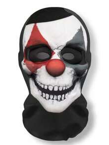 1pc Halloween Scary Clown Skull Full Face Mask, 3D Printed Soft Balaclava Headwear, Creepy Clown Skull Mask For Cosplay Party Costume Props - View 7