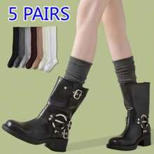 5 Pairs Summer Thin Slouch Socks, Japanese Sweet Sexy Breathable Natural Ruched Casual Versatile Women's Socks - Multicolor - View 7