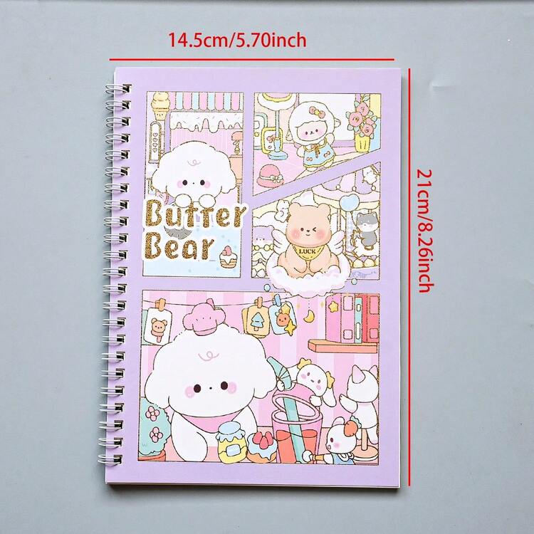 A5 Spiral Notebook - 40 Sheets, 1 Pack With Lined Pages. Cute Cover, Bread-Shaped Bear. Office Supplies - Record Notebook. Student Learning Textbook Notebook. Gold Foil Cover, Hardcover Notebook. Essential For Middle East And European School Back-To-School Season - A5 lined - View 17