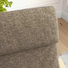 Silla relajante, silla mecedora con reposacabezas, aspecto de lino, madera de abedul, marrón, On-Site - Marrón + Lino - Ver 7