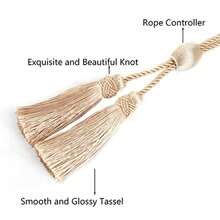 Curtain Tiebacks With Tassel, Modern Rope Window Curtain Ties Backs For Draperies, Outdoor Elegant Decorative Curtain Holdbacks - Beige - View 5