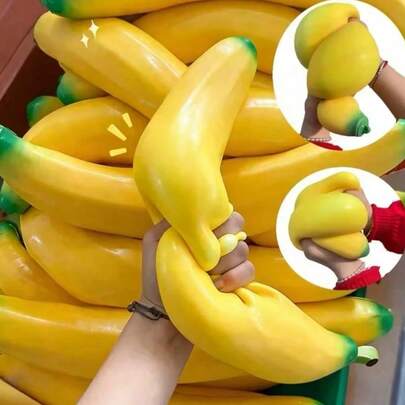 Brinquedos Infantis Aliviadores de Estresse e Resistentes à Pressão em Formato de Fruta, Bananas Gigantes Elásticas - Brinquedos de Fruta Macios Super Grandes, Perfeitos para Aliviar a Pressão Apertando - Brinquedos Sensoriais/Irritáveis, Brinquedos Macios, Brinquedos Infantis Macios