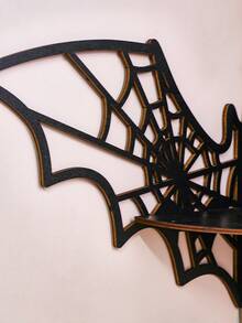 1PC Halloween Decor Bat Spider Web Wooden Corner Floating Shelf/Shelves, DIY Assembly Wall Corner Hanging Shelf, Gothic Style Display Rack, Small Ornament Storage Shelf, Hollow Corner Shelf, Wall Storage Rack, Aromatherapy Display Shelf, Suitable For Halloween Atmosphere Wall Shelf, Bedroom, Study, Entryway Corner Decoration, Halloween Creative Gift - Black - View 9