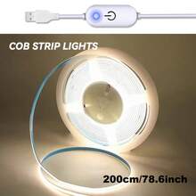USB Powered COB Light Strip Set, Touch Dimming - Long Press To Adjust Brightness, 3 Color Temperatures Available For Birthday And Space Halloween Theme Occasions - Soft Light For TV Backlight, Bedroom - 彩色 - 查看 20
