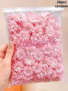 20/10pcs/Set Soft Pink Chiffon 3D Flower Hair Clips, Flower Design With Rhinestone Embellishments, Gentle Sweet Cute, Minimalist Fashion Hair Accessories - Suitable For Girls And Teenagers, Daily School, Vacation, - Multicolor - View 9