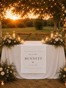 Personalized Wedding Tablecloth, Customized Wedding Welcome Banner, Suitable For Honeymoon Table Decor, Wedding Banquet, Bridal Shower And Engagement Party Decoration - Multicolor - View 6