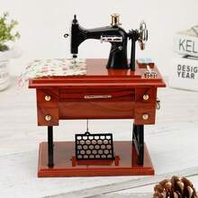 2D Flat Printed Acrylic Material Simulated 1pc Music Box European Vintage Classical Foot Pedal Sewing Machine Table Mechanical Wind-Up Music Box Home Decor Mother's Day Gift Birthday Gift Christmas Gift - 1PC - View 1
