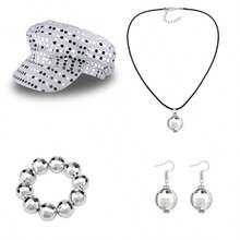 70s Disco Women's Shiny Sequin Hat & Necklace Set, Halloween New Style Casual Versatile - Multicolor - View 11