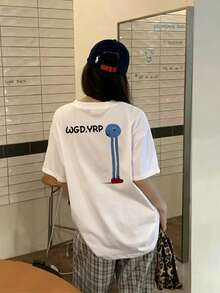 Women's Fashion Summer Loose Cartoon Print Short Sleeve T-Shirt Casual White - White - View 2