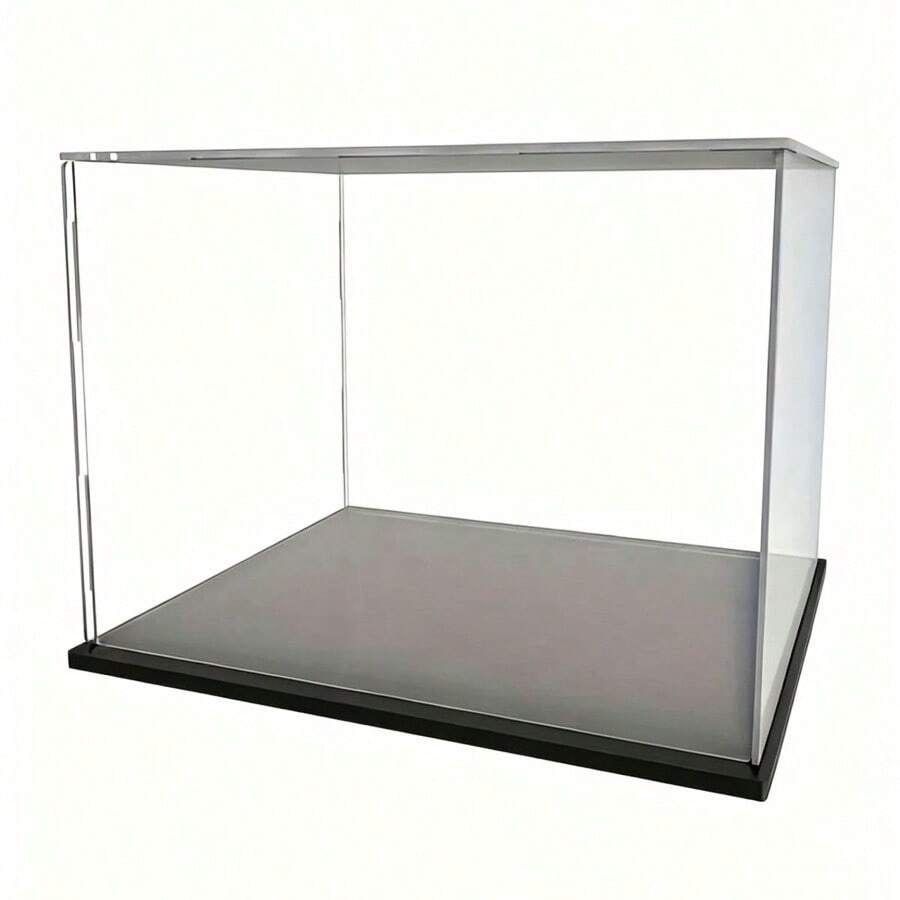 1pc Transparent Acrylic Display Box, Multiple Sizes, Plastic Assembly Dust-Proof Display Case With Matte Black Base, Suitable For Action Figures, Collectibles, Souvenirs, Statues, Models - A - View 1