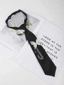 Minimalist Chain Pull Tie-Free Bow Tie - Black - View 3