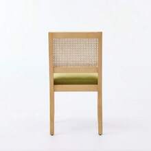 Rattan Dining Chairs Set Of 2, Farmhouse Kitchen Chairs With Cane Back, Mid-Century Modern Side Chairs With Natural Hardwood Frame, Soft Sponge & S-Spring Cushion For Home Kitchen - Olive Green - View 8