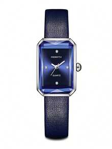 Rebirth Brand 1pc Women's Minimalist Square Dial Vintage Fashion Casual Quartz Wristwatch Suitable For Daily Wear, Decoration And Gift - Navy Blue - View 11